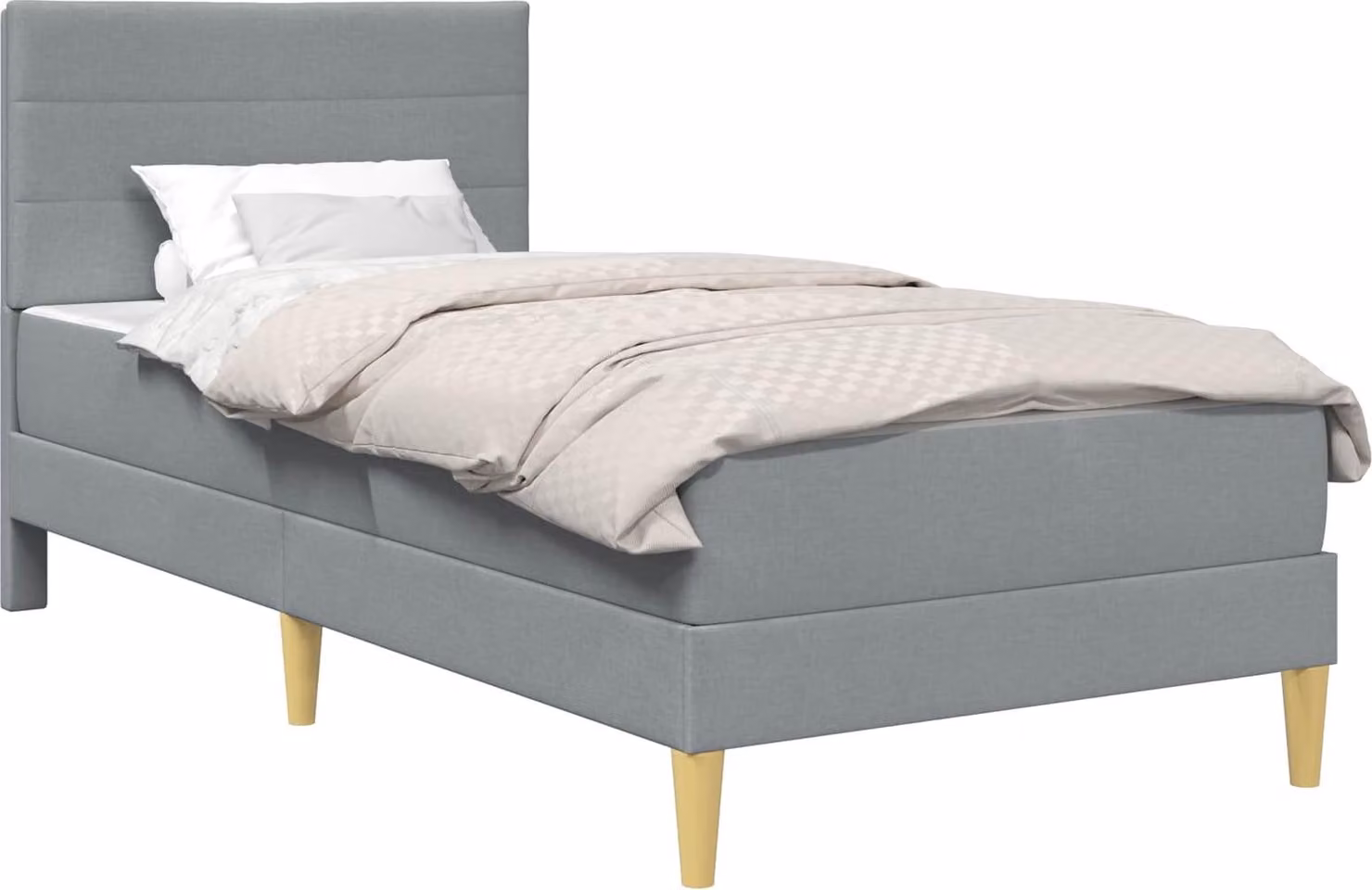 Struttura del letto con materasso grigio chiaro, dimensioni 90 x 190 cm, tessuto