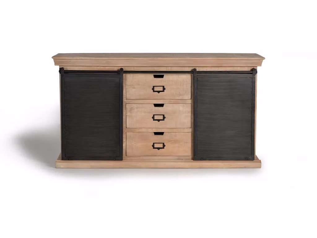 Credenza stile industriale Giner Y Colomer in legno di mango e metallo, colore marrone e nero – 2