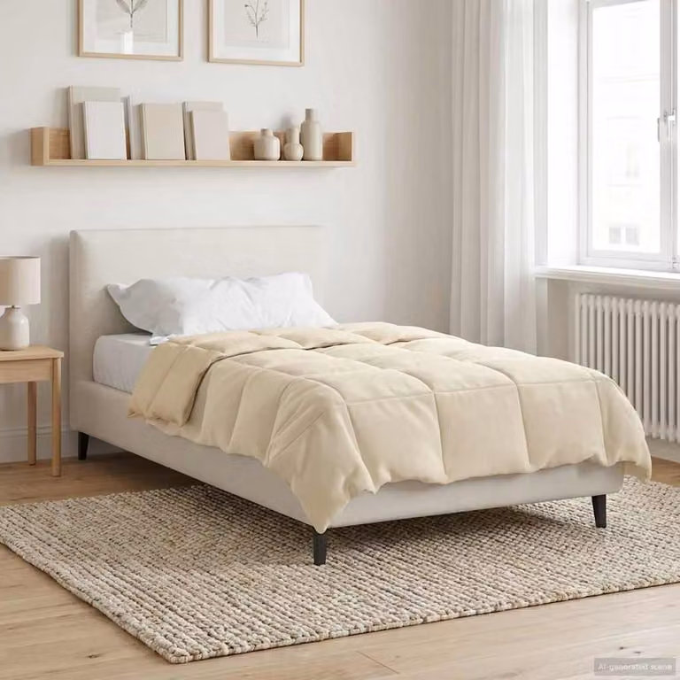 vidaXL Piumone Invernale in Microfibra Traspirabile e Reversibile, Beige, L/P: 155 x 220 cm