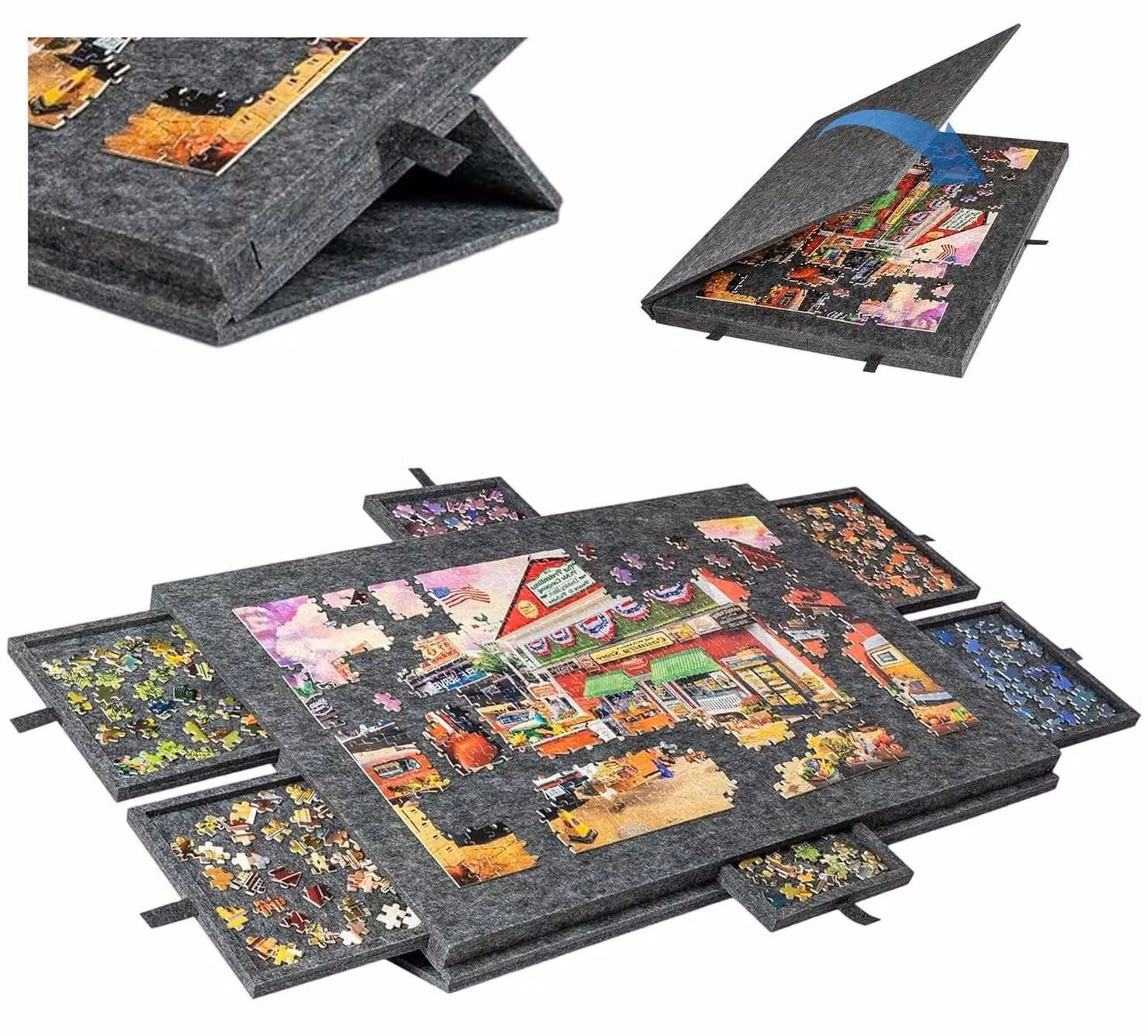 Tavolo per puzzle da 1000 pezzi, inclinabile, con supporto e copertura, dimensioni 53,6 x 77 cm