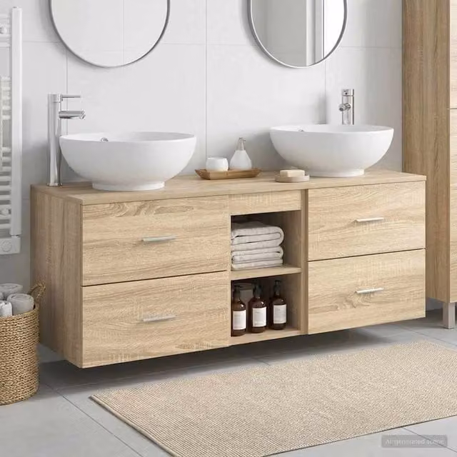Set di mobili per il bagno 3 pz Rovere Sonoma 3405901