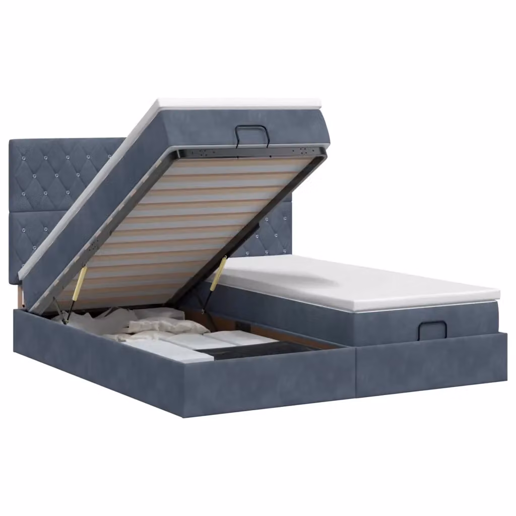 Letto ottomano con contenitore e materasso vidaXL in velluto, L/P/H: 180 x 200 x 88 cm – 2