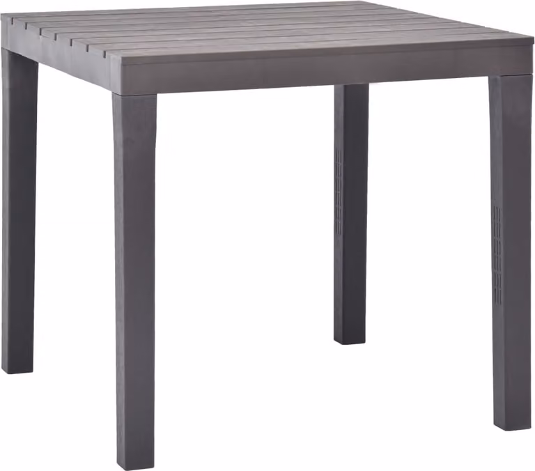 Tavolo da giardino in plastica "Poley" di colore moka. Dimensioni (L/A) 78x78x72 cm