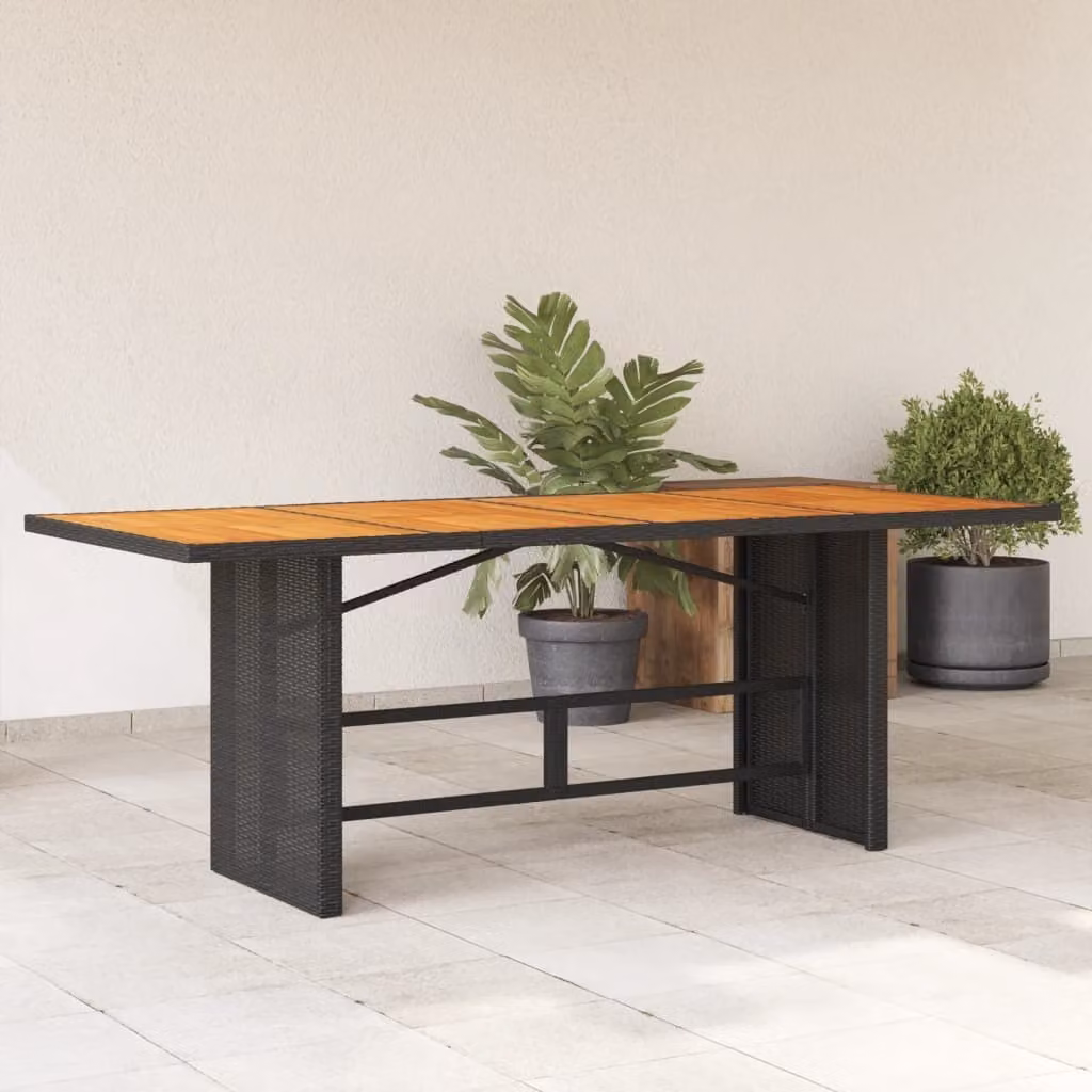 Maison Exclusive - Tavolo da giardino con piano in legno nero 190x80x75 cm Poly Rattan