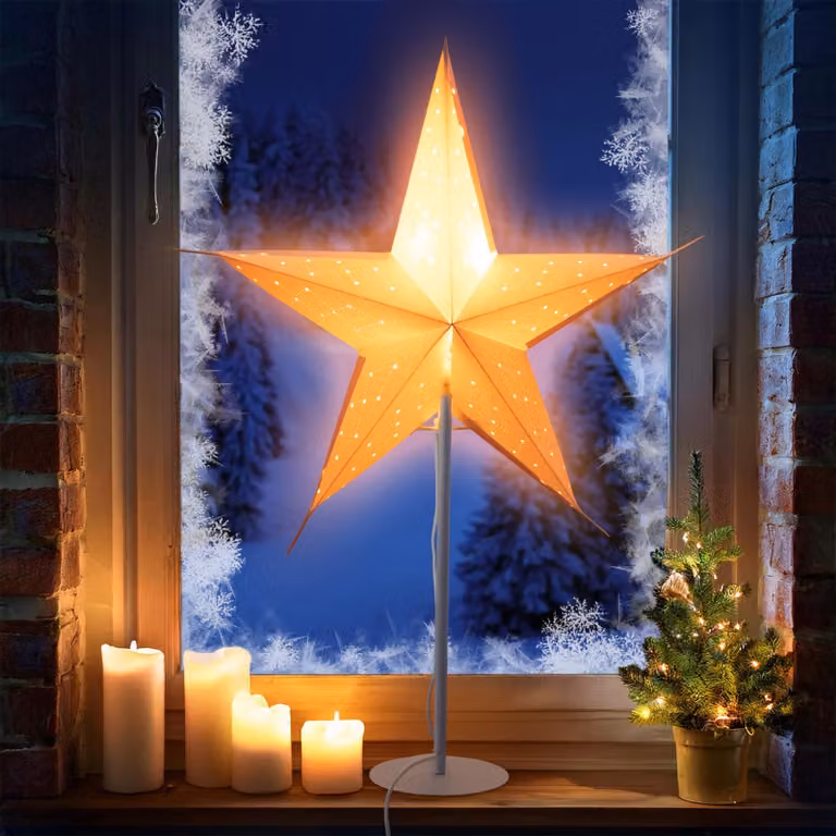 Lampada da tavolo LED Stella di Natale bianca - 68 x 44 cm - decorazione da tavolo finestra lampada da terra stella
