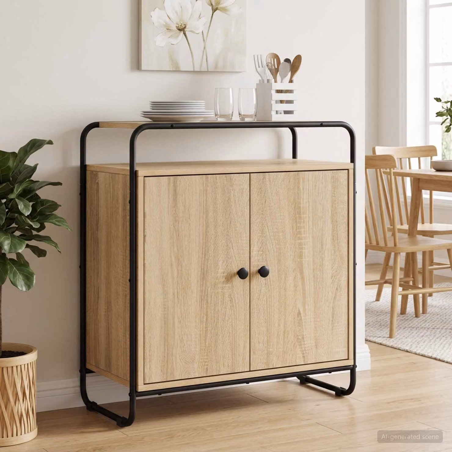 Credenza stile industrial vidaXL in legno e metallo, colore marrone, L 68 x P 35 x H 75 cm