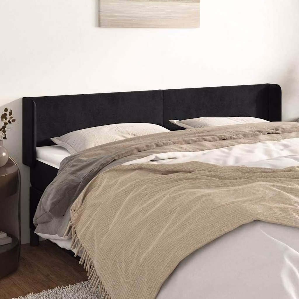 Testiera per letto con design ad orecchio vidaXL in velluto nero L: 163 cm, P: 16 cm, H: 78/88 cm