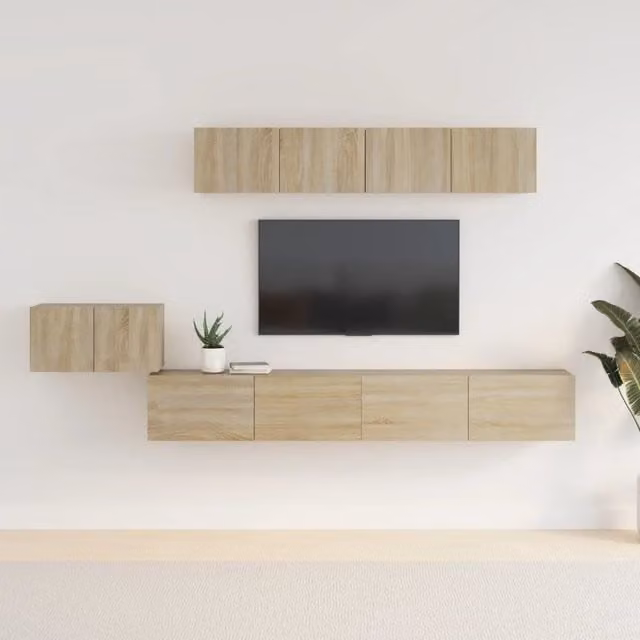 Set di Mobili Porta TV 5 pz-Credenza per TV Rovere Sonoma in Legno Multistrato