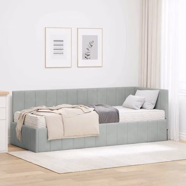 Struttura Letto Angolare con Materasso 2 pz-Giroletto con materasso Grigio chiaro 290378