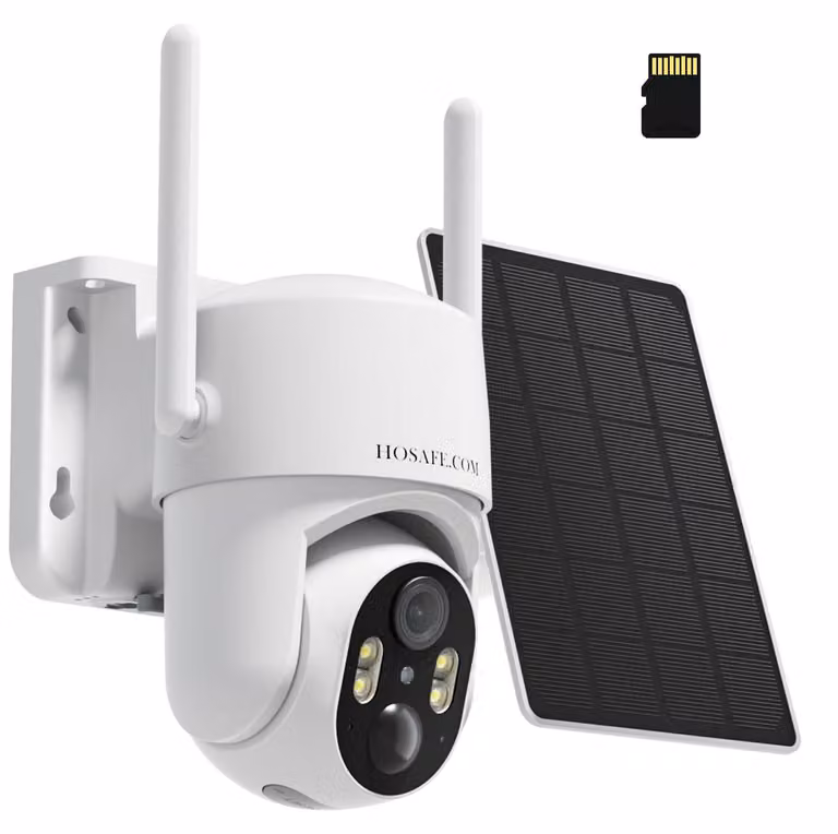 Telecamera di sicurezza wireless - Pannello solare - 3MP - Rotazione a 360° - Visione notturna a colori
