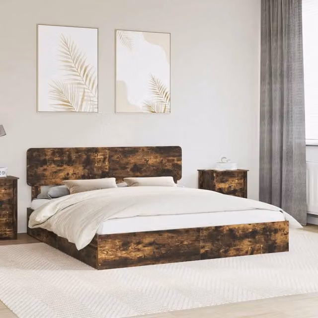 Letto con Contenitore Rovere Fumo 180 x 200 cm 3412252