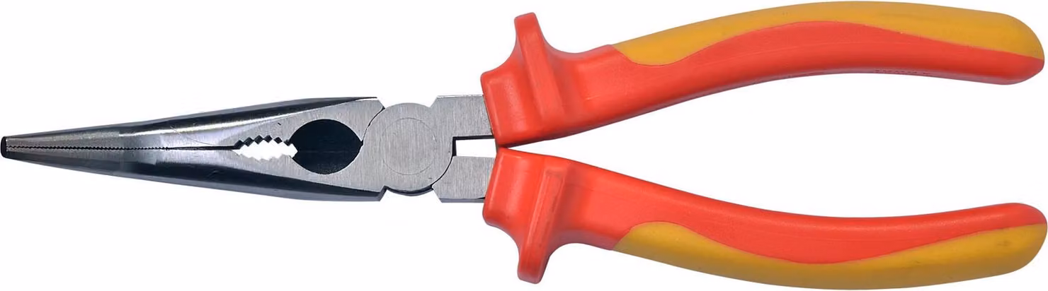 SW-Stahl 41910L Pinza ad ago VDE curva 200 mm I Pinza ad ago 1000V meccanica di precisione I secondo DIN EN/IEC 60900 Pinza ad ago per elettricisti I Pinza telefonica a punta con impugnatura a 2 componenti