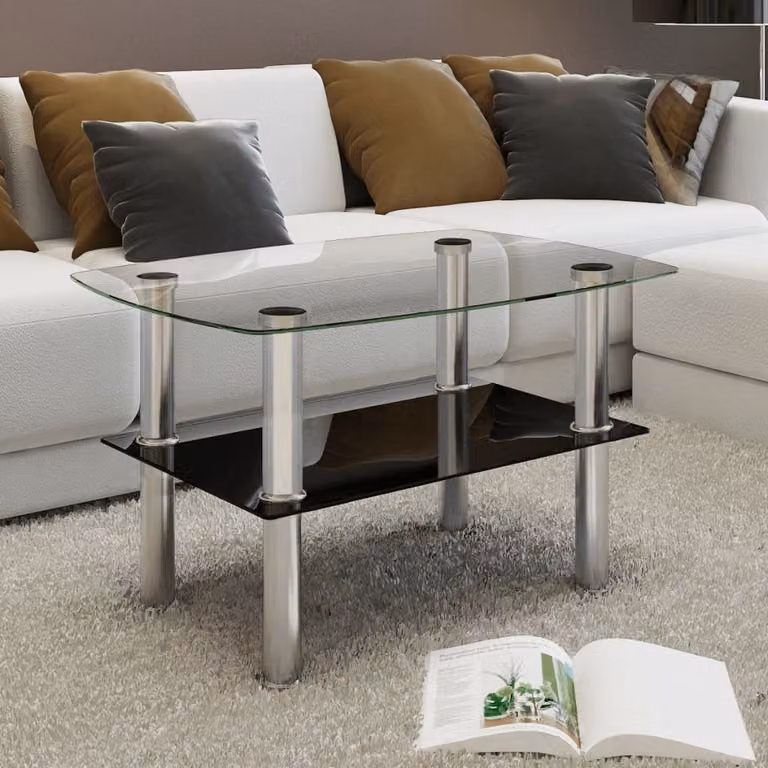 The Living Store Tavolino in vetro a 2 livelli