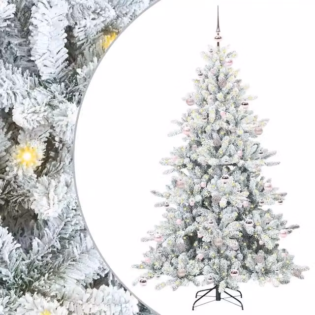 Albero di Natale Artificiale-Albero Natalizio con Rami Pieghevoli Bianco 210 cm 749029