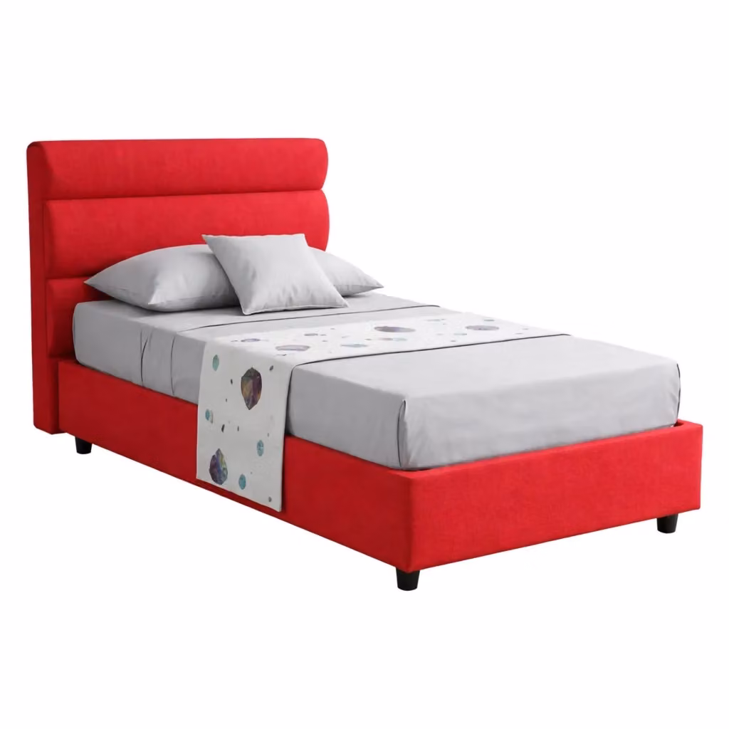 Letto Singolo Adalpina con Materasso Incluso, Made in Italy, Rosso e Nero, L 80 x P 200 cm – 2