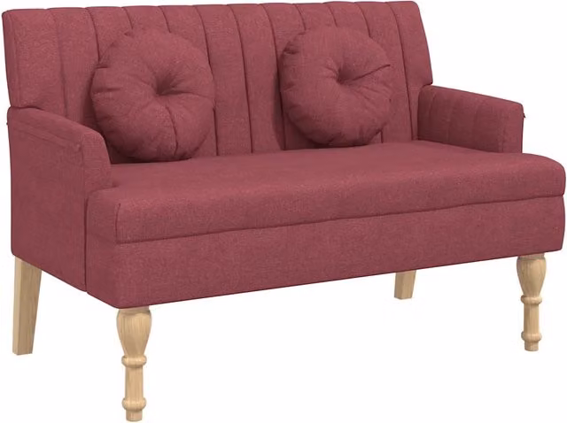 Panca con Cuscini in Tessuto Rosso CFW1935567 L: 113 cm, P: 64,5 cm, H: 75,5 cm