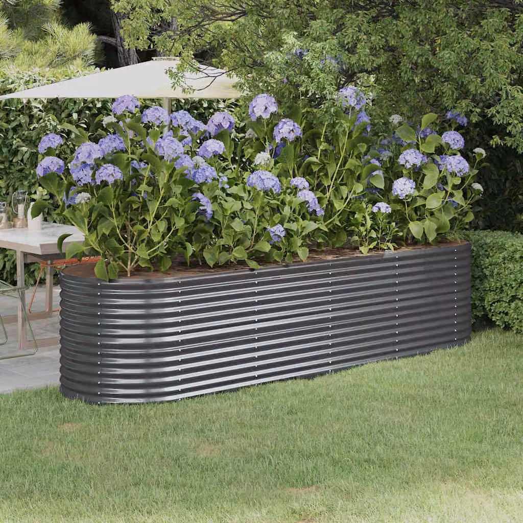 Letto da giardino rialzato vidaXL in acciaio zincato colore antracite L: 296 cm, P: 80 cm, H: 68 cm