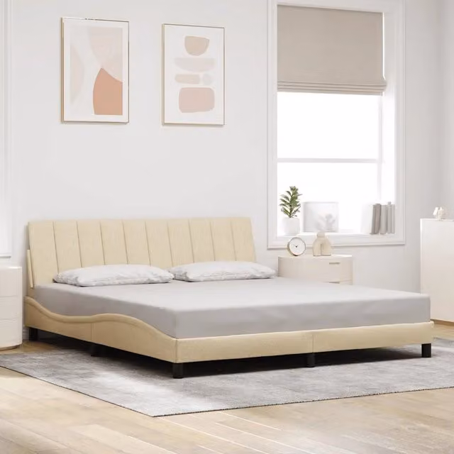 Giroletto senza Materasso-Struttura Letto Hanko Crema 180x200 cm in Tessuto 375338