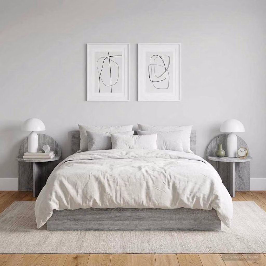 Set di 2 comodini vidaXL in stile moderno, colore grigio Sonoma, L 40 cm x P 35,5 cm x H 45,5 cm