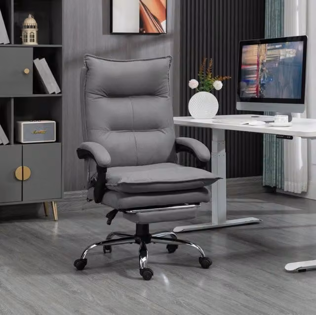 Sedia da ufficio ergonomica con massaggio e riscaldamento, altezza regolabile, grigio scuro