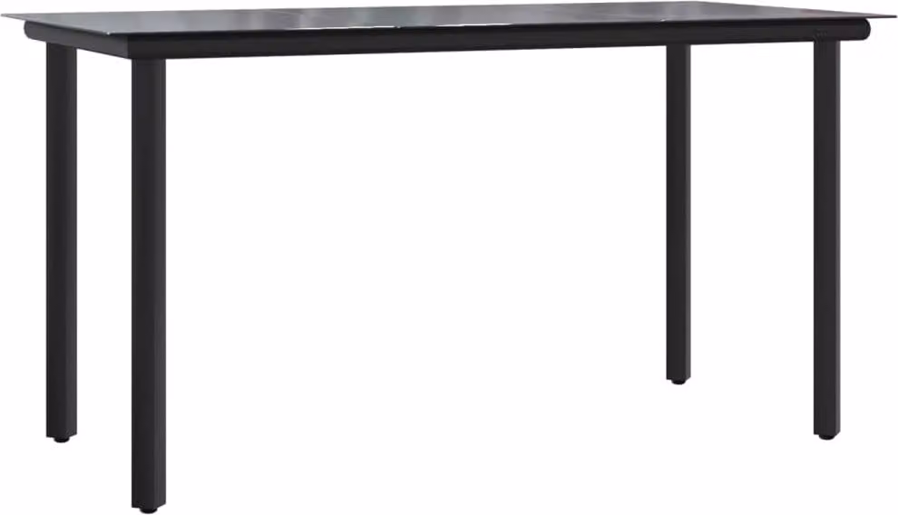Tavolo Pranzo Giardino Nero200x100x74 Acciaio e Vetro Temperato