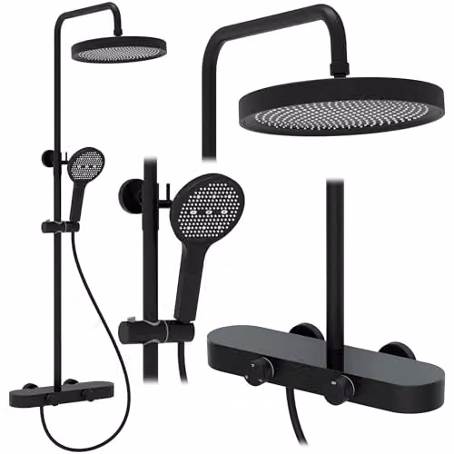 Rea - Set Doccia, Nero, Creo, 37X15,5X128CM