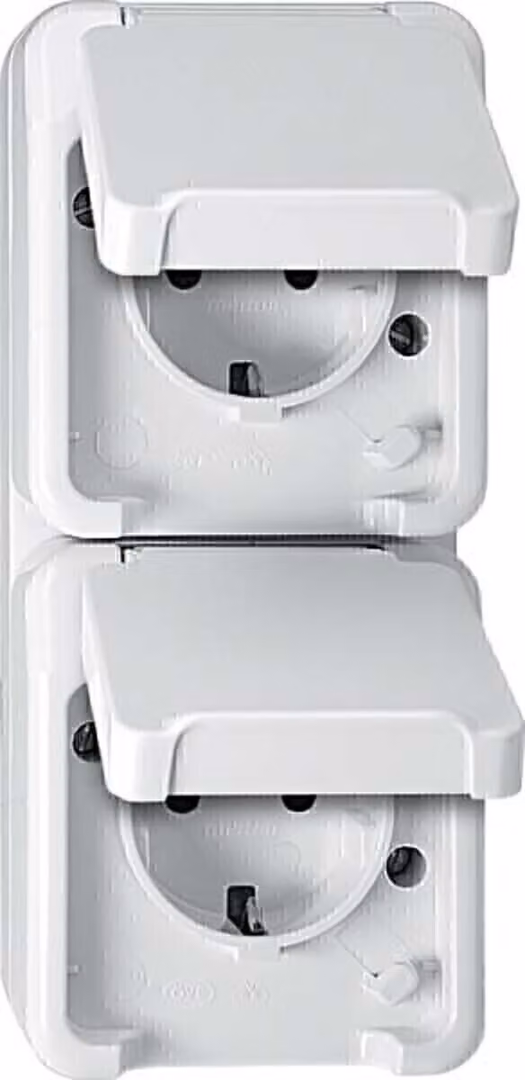 Presa doppia Merten SCHUKO bianco polare, con BRS MEG2328-8019