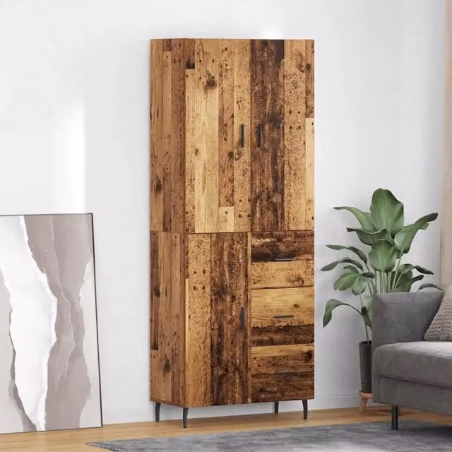 Credenza moderna vidaXL in legno e metallo marrone con ante a battente e ripiani interni L/P/H: 69,5 x 34 x 180 cm