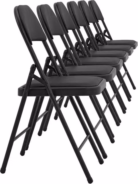 Set di 6 sedie pieghevoli da conferenza impilabili pro.tec in ecopelle nera con telaio in metallo H 80 x L 46 x P 50 cm