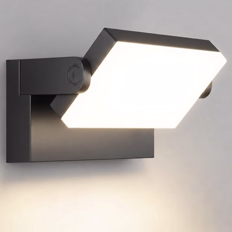 Lampada da parete esterna a LED, orientabile, 3000 K, colore nero, grado di protezione IP65