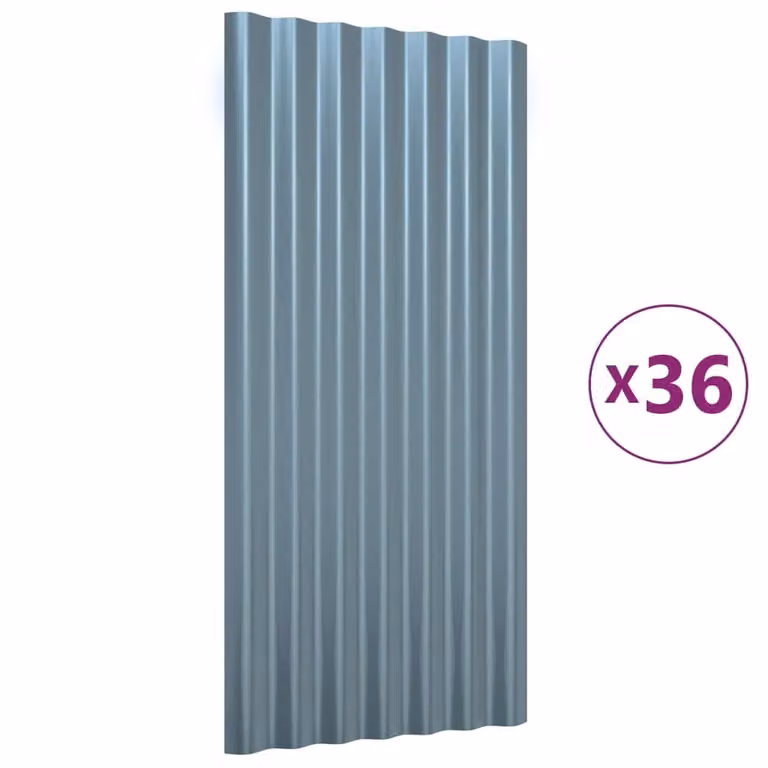 Pannelli Tetto 36pz Acciaio Zincato Grigio 80x36cm