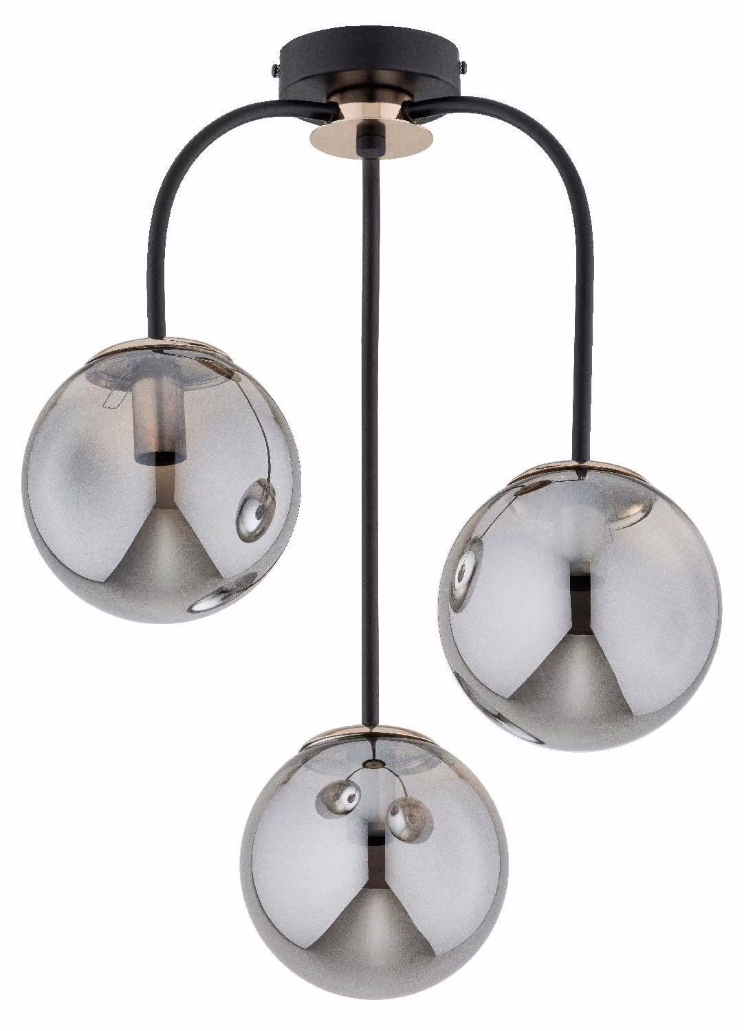 Lampada a sospensione GAMMA nero-oro-fumo 3xE14x10W vetro, dimensioni: 47x42x42 cm, IP20 Alfa