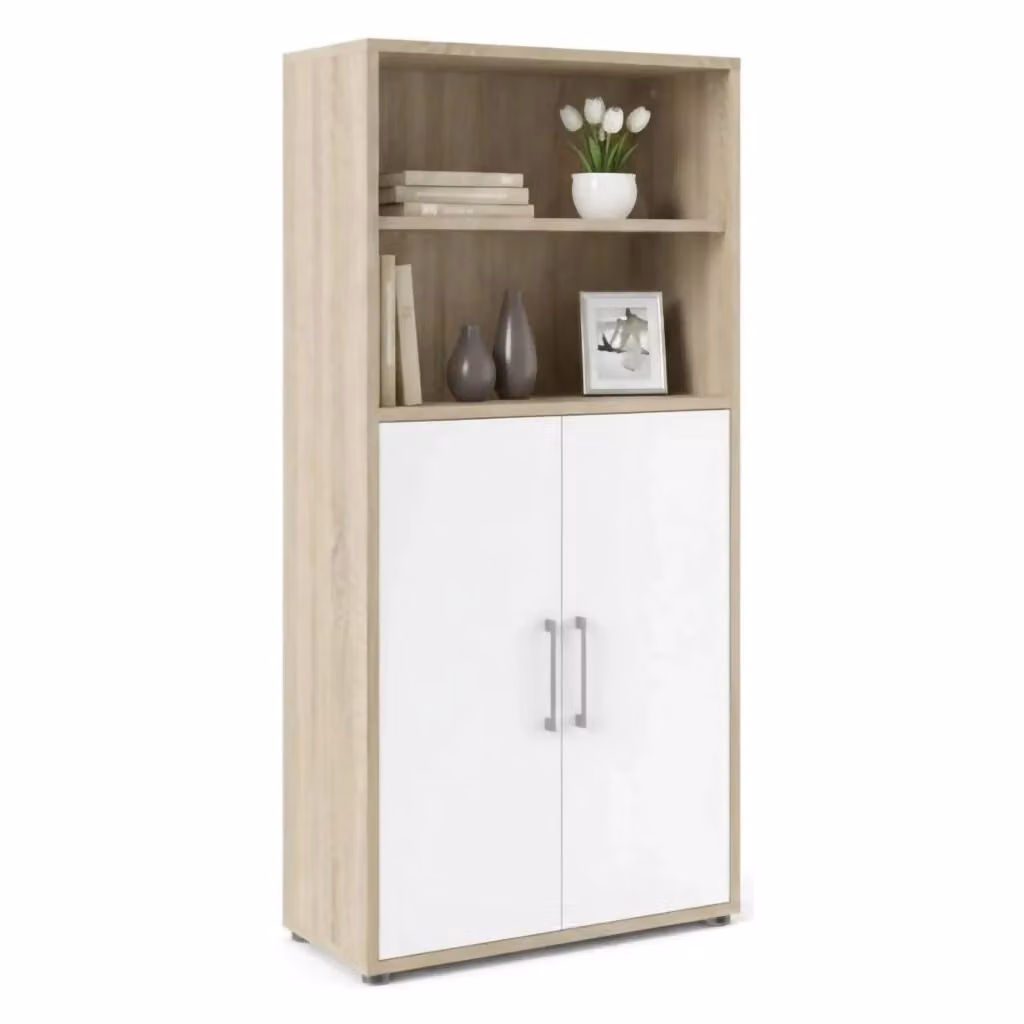 Credenza Saotome DMORA, Buffet e Madia da Soggiorno o Cucina, Colore Quercia e Bianco, L: 89 cm, P: 40 cm, H: 186 cm – 2