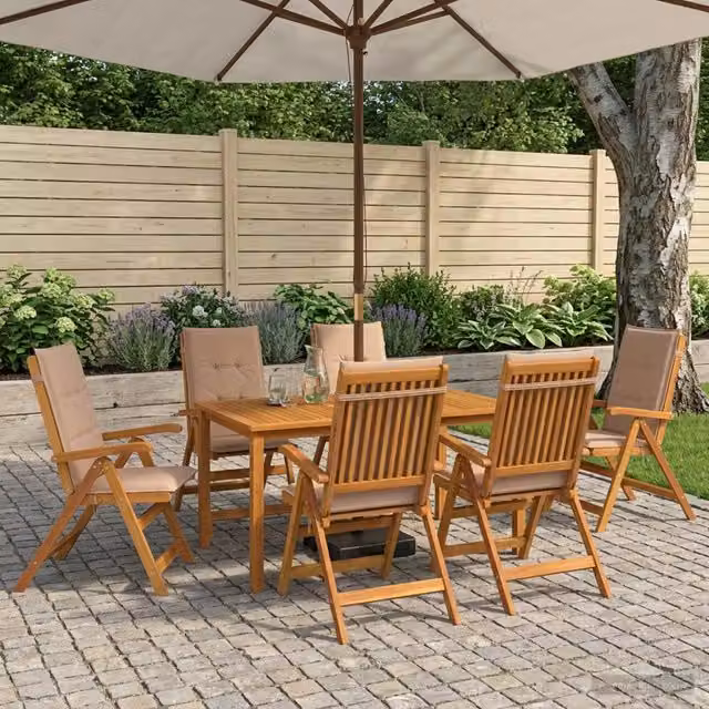 Set da pranzo da giardino 7 pezzi 6-Posti Naturale 3434623