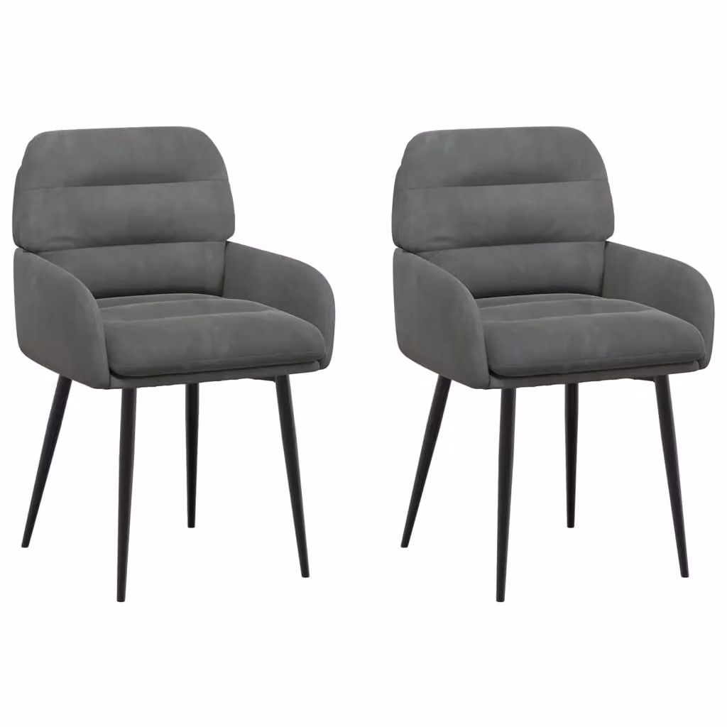 Set di 2 sedie da pranzo moderne vidaXL in velluto grigio con struttura in metallo e plastica, L: 59 cm, P: 59,5 cm, H: 90 cm – 2