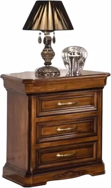 Comodino classico con 3 cassetti in legno noce Mobili 2G L: 56 cm, P: 39 cm, H: 64 cm – 3