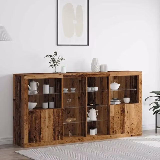 Madia LED 3 pz Legno vecchio 202 x 37 x 100 cm 3333126