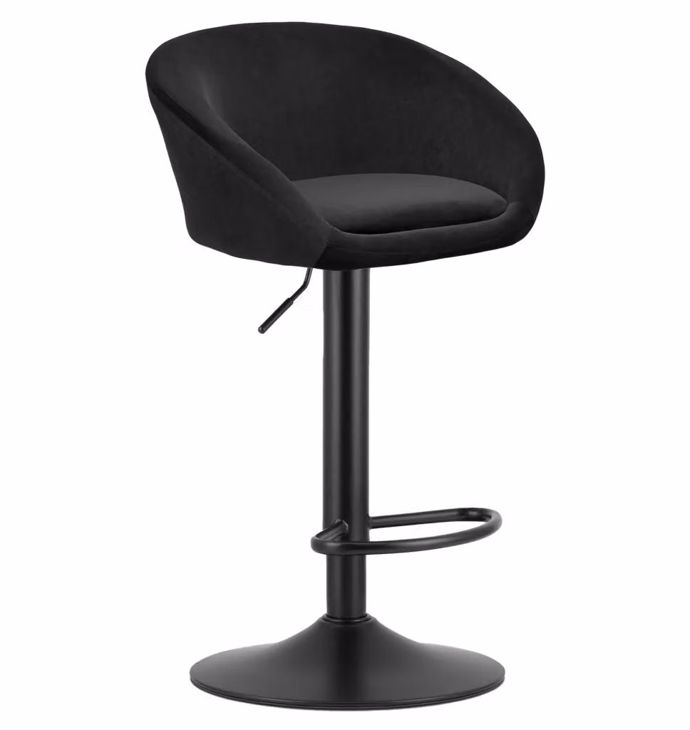 Set di 2 sgabelli Valora in velluto nero con struttura in metallo per soggiorno e cucina – 2