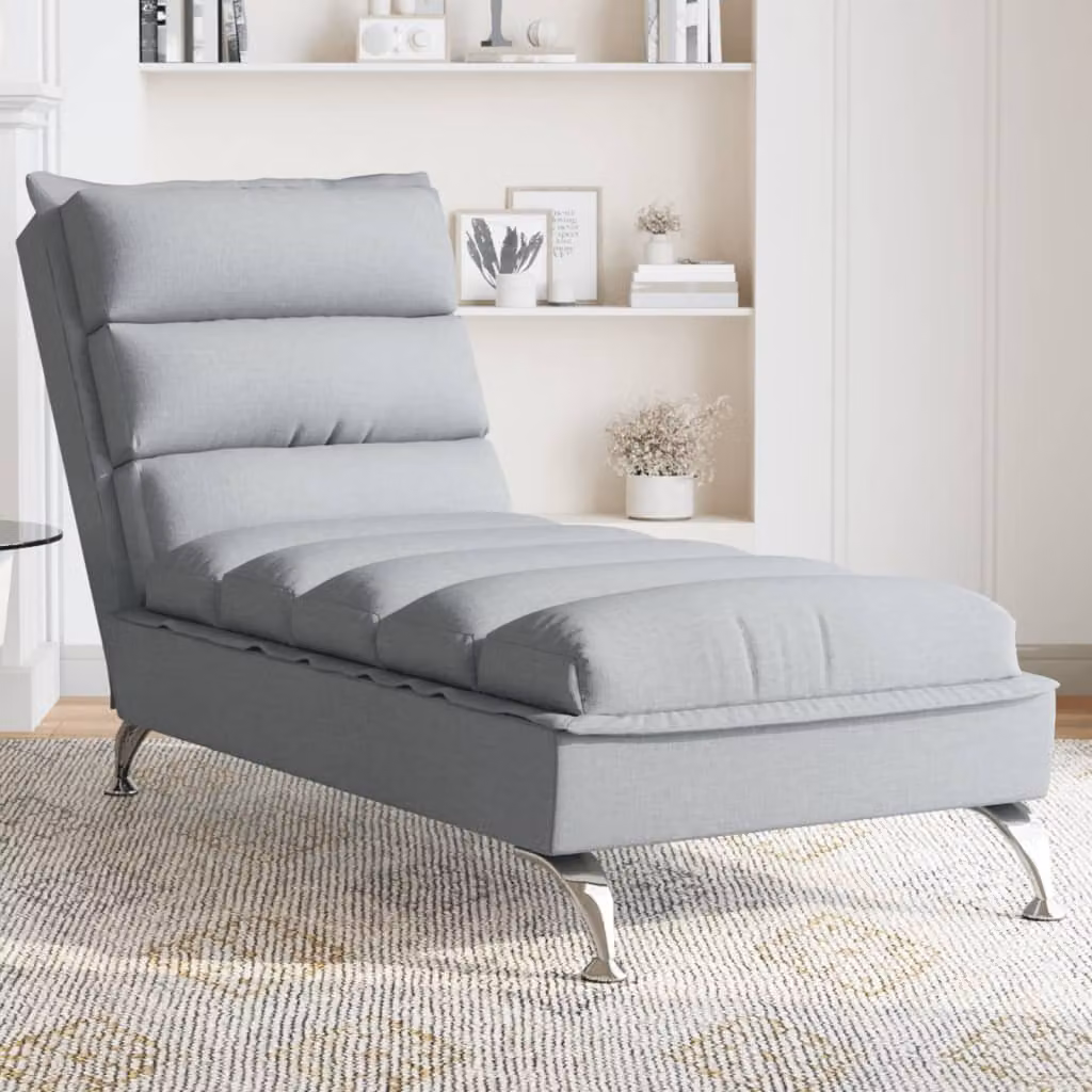 vidaXL Chaise Longue Moderna con Cuscini in Tessuto Grigio con Funzione Letto e Struttura Imbottita