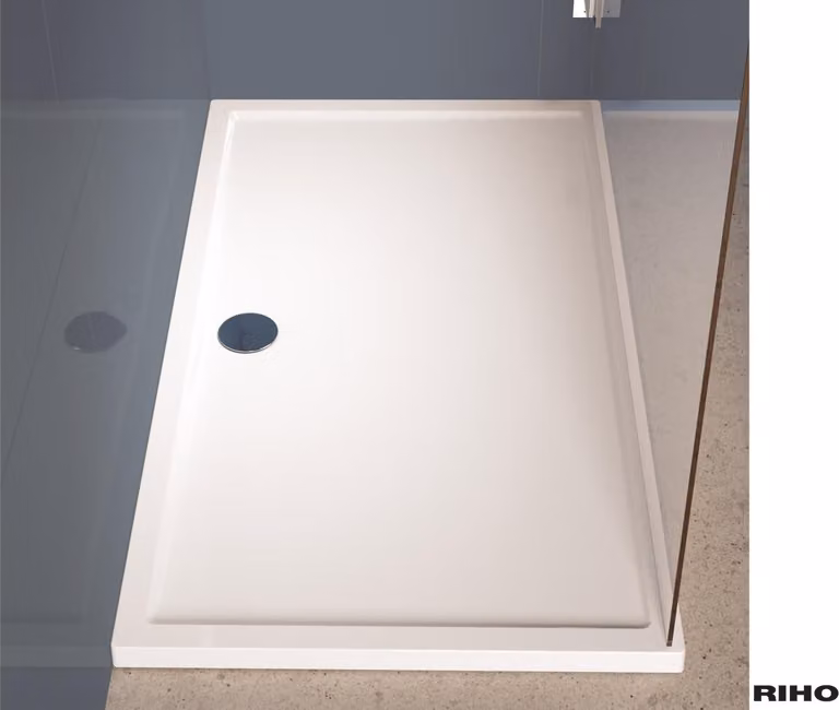 RIHO Zürich receveurs de douche rectangulaires, écoulement 90mm, montage au sol, blanc brillant, D001002005, D001002005