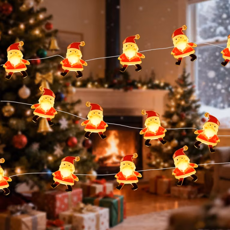 Catena luminosa natalizia, 2 metri, 20 LED, alimentata a batteria, luce bianco caldo