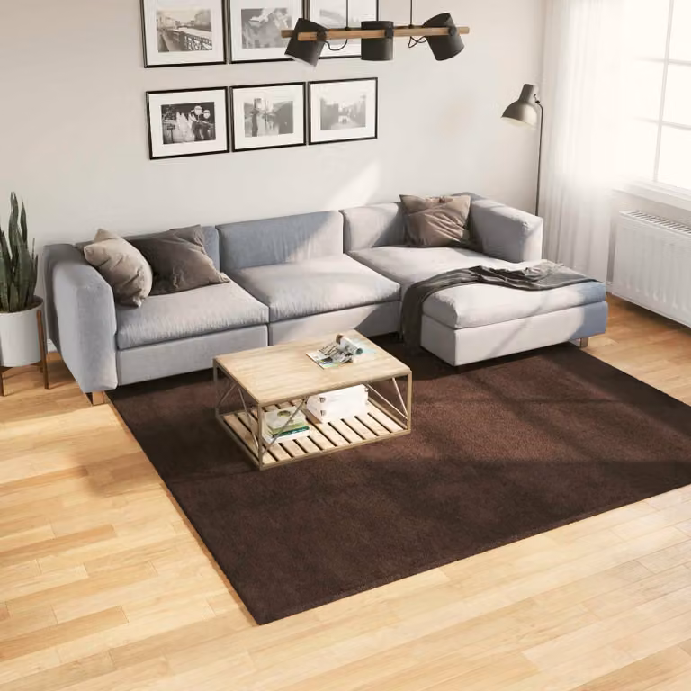 Tappeto quadrato moderno vidaXL HUARTE marrone, lavabile e antiscivolo, 240 x 240 cm