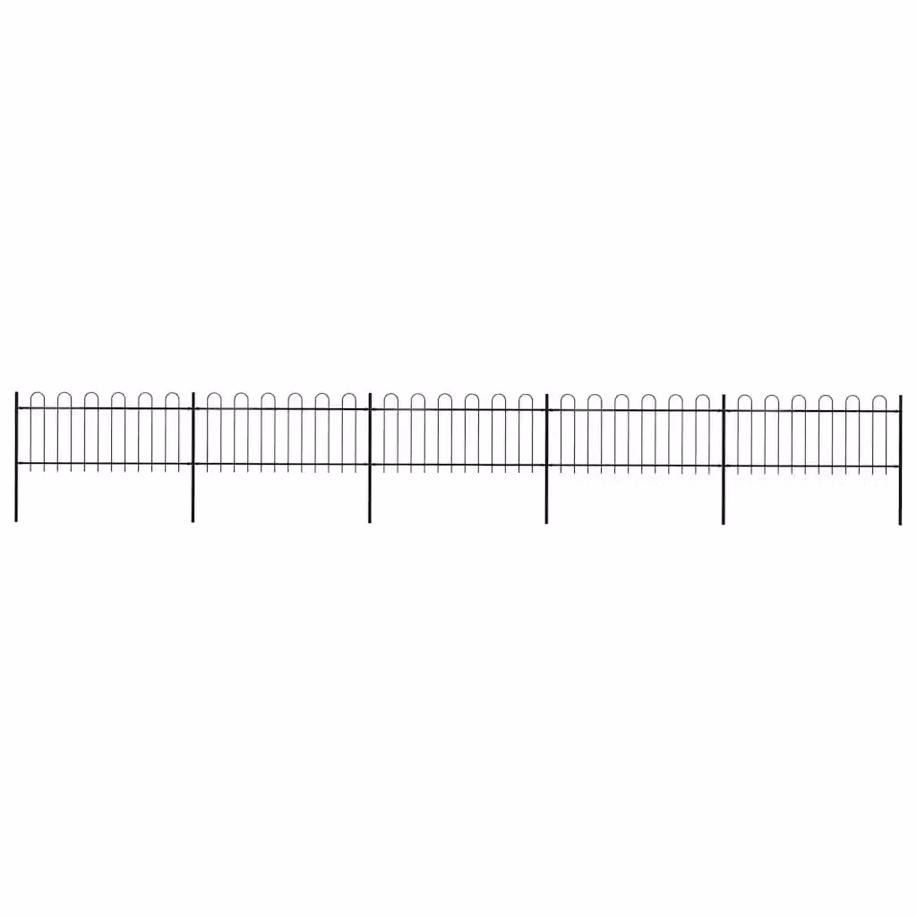 Recinzione da giardino vidaXL in acciaio con parte superiore ad anello, colore nero, L: 838 cm, H: 80 cm
