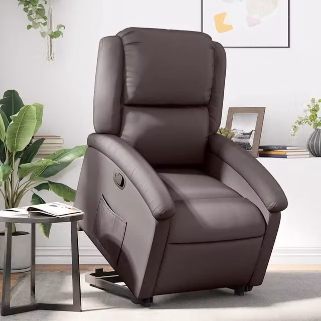 Poltrona Alzapersona Reclinabile vidaXL in Pelle Marrone con Assistenza Elettrica e Braccioli