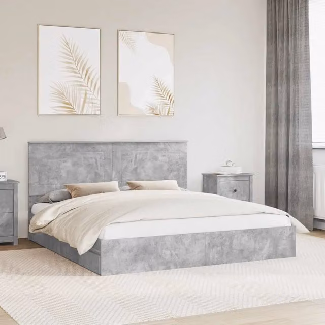 Letto con Contenitore Grigio cemento 200 x 200 cm 3409520