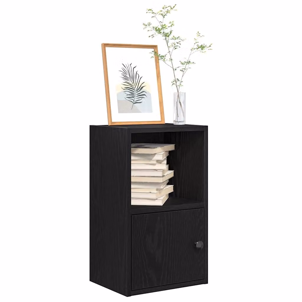 Libreria moderna da parete vidaXL in legno nero opaco L 31 cm x P 24 cm x H 52 cm