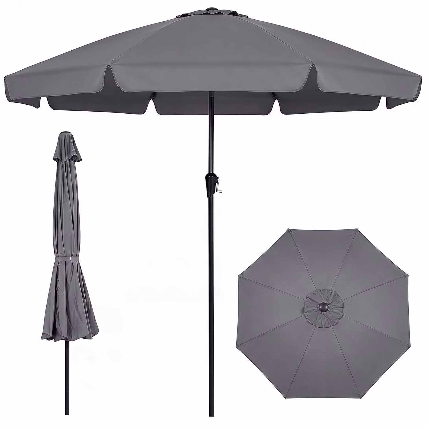 KOMFOTTEU Parasole 3M per giardino, per uso esterno, protezione solare, parasole per terrazza, inclinabile a 30°, altezza 2,5 m, con manovella e volante, 8 stecche, ideale per picnic, cortili, caffè