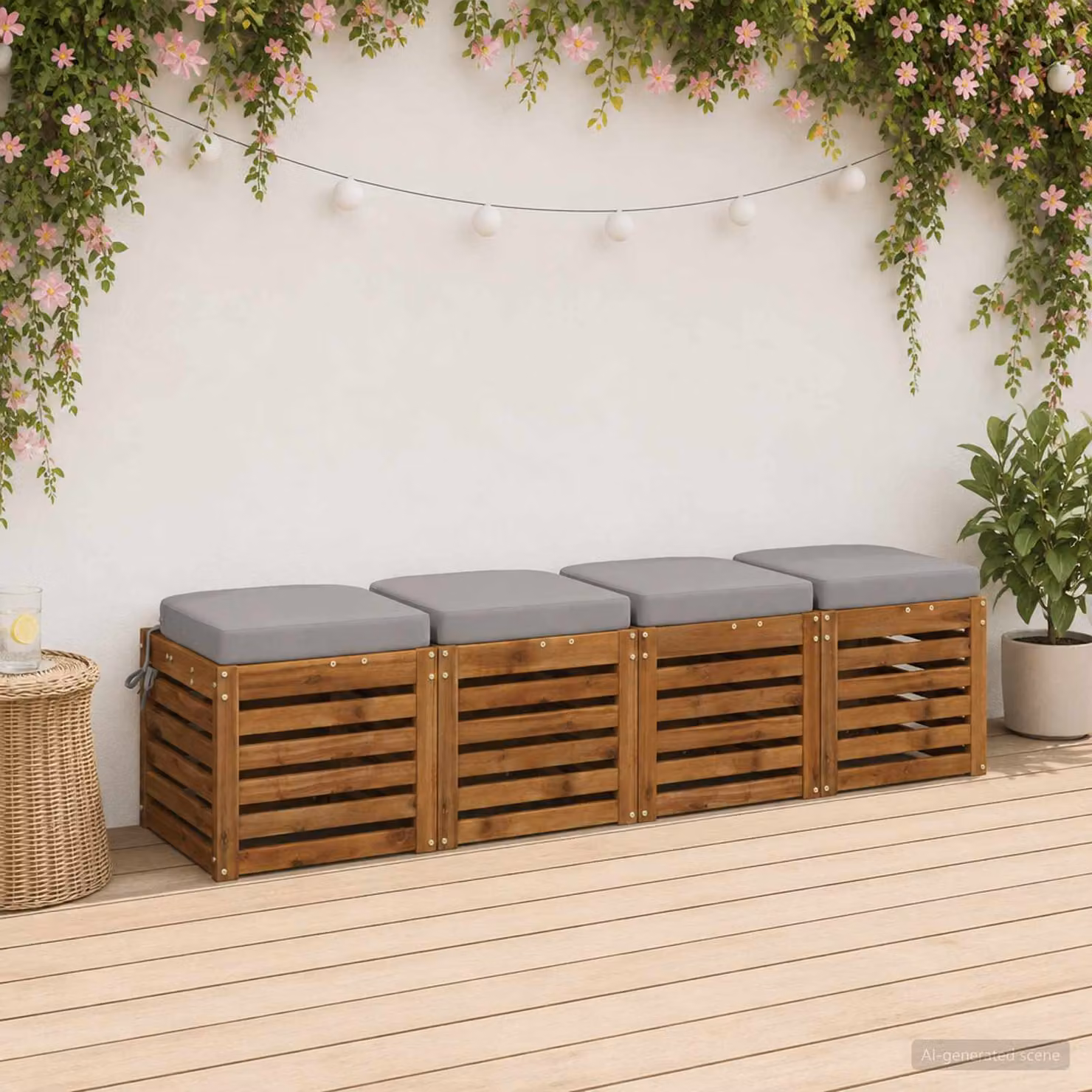 Set di 4 cuscini per sedia vidaXL in poliestere grigio con rivestimento rimovibile e lavabile