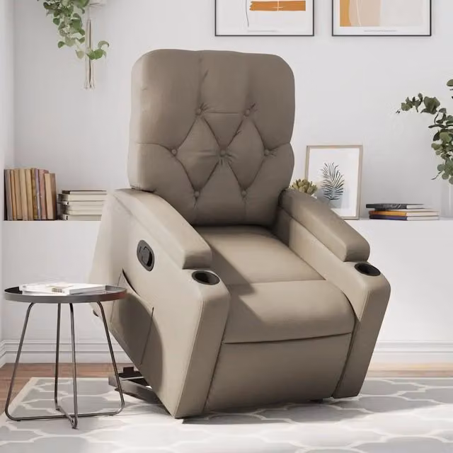 Poltrona Alzapersona Reclinabile vidaXL in Similpelle Beige con Assistenza Elettrica per Anziani – 1