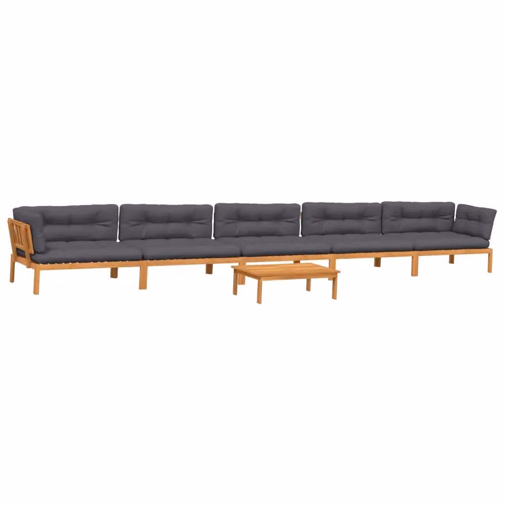 Set Divano da Giardino a L con Tavolino vidaXL in Legno di Acacia con Cuscini Grigio Antracite – 2